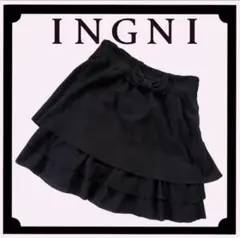 【INGNI】リボン付き　ブラック　デザイン　フリルミニスカート　大人フリル