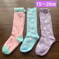 新品！キッズハイソックス　女子　１５〜２０cm 15 16 17 ユニコーン　黒