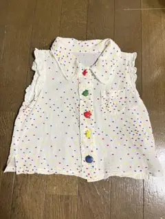 カラフルドットノースリーブトップス