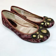 【美品】あしながおじさん　フラットシューズ ビジュー パンプス 23cm
