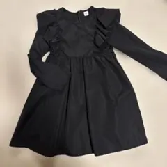 SHEIN フリル 長袖 ワンピース ブラック 7Y