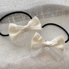 リボンヘアゴム　ホワイト　2個セット