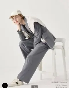 美品UNIQLO ユニクロ タックワイドパンツ XS グレー