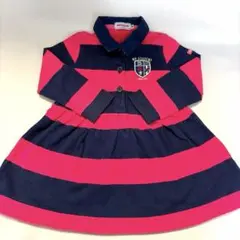 ミキハウス　長袖ワンピース　ピンクネイビー　ボーダー　90