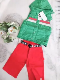 新品☆ ベビードール  フードベスト＆ハーフパンツセット 110