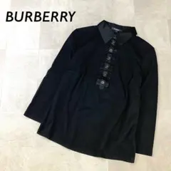 BURBERRY LONDON フロントフリルブラウス ホースロゴ刺繍 黒 - メルカリ