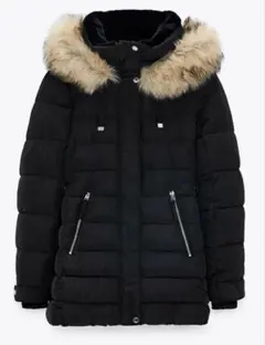 【ZARA】 ダウンジャケット フード付き ファー取り外し可 ジッパー ダウン