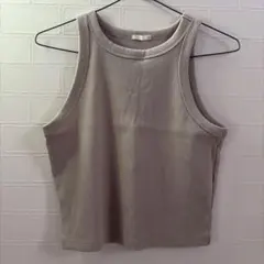 グレー リブ編み タンクトップ Mサイズ
