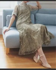 フラワープリント パーティードレス Mサイズ