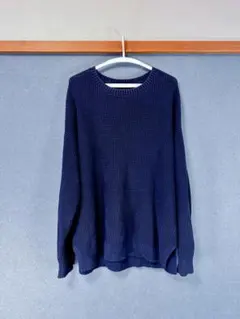 GAP クルーネック ワッフル　ニット セーター ネイビー Mのサムネイル