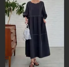 un dix cors 前後2WAY配色ステッチワンピース