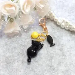 ♥938✨Swing✨猫さん 満月×すんごく美味しそうなお魚 チャーム