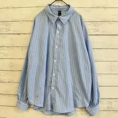 Dazy ストライプシャツ L 水色白 オーバーサイズ きれいめ 春夏秋