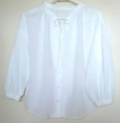 LOWRYS FARM リボンブラウス ドロップショルダー