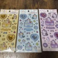 キラキラジュエルシール3点　チャーミーキティ　コロコロクリリン ふわふわにゃんこ