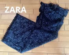 美品　ZARA ダークブルー 総レース ワンピース