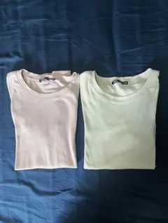 ZARA クルーネックTシャツ 2枚セット　くすみピンク&ペパーミントグリーンのサムネイル
