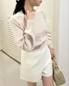 NICE CLAUP ワンポイント刺繍カーディガン