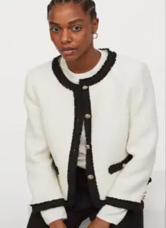 y*1様 H＆M ウールブレンド ツイード ジャケット ボタン Lサイズ