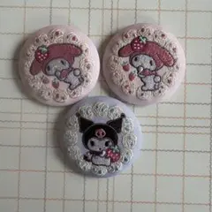 산리오 刺繍缶バッジ マイメロ・ 쿠로미