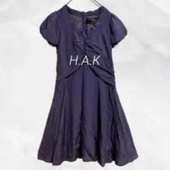 a1808 H.A.Kハク　半袖ギャザーワンピース　Aラインフリル　胸元ギャザーのサムネイル