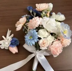 造花 ウエディングブーケ ブートニア セット