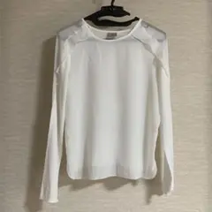 ZARA 長袖トップス　カットソー　肩シースルー　ホワイト