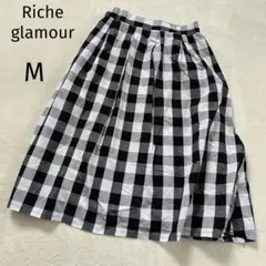 リシェグラマー ギンガムチェックフレアスカート M モノトーン 裏地付 総柄のサムネイル