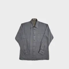 90s Nouvelle グレー ウール100% ストライプ 長袖シャツ 激レア