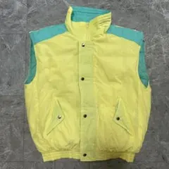 Snowdown ダウンベスト Lサイズ イエロー/グリーン 【393】