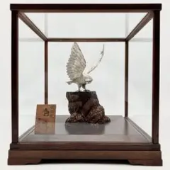 純銀 白鷹 光則作 純銀製置物 送料無料】 銀製 白鷹 F 50g / 光則（銀工芸） 高級 コレクション 美術