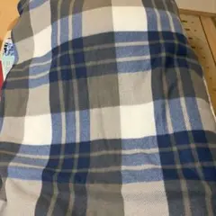 青白系チェックフリース生地2m