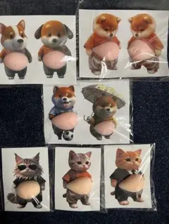 おなかぷにぷにシール　犬　猫　ぷくぷくシール　マシュマロシール　3D 立体　9枚