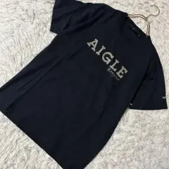 ［良品］AIGLE 半袖ロゴTシャツ ブラック XS 綿100%のサムネイル