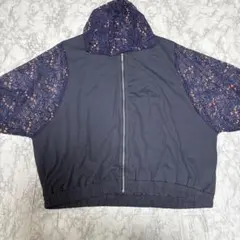 【ScoLar】スカラー レース切替 半袖ジップパーカー 蝶×ハート グレーのサムネイル