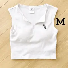 white soxホワイトソックス ノースリーブ タンクトップ 刺繍 半ジップのサムネイル