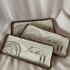 長皿 陶器セット 3枚 絵皿