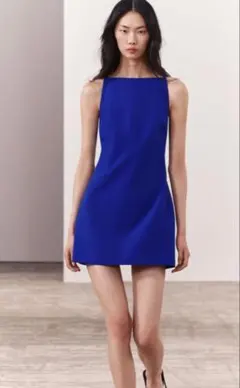 ZARA ノースリーブミニワンピース 青