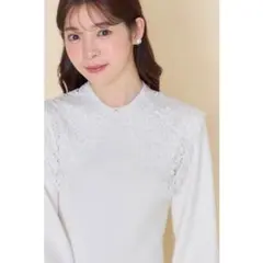 取り外し可能なフラワーレース襟付きニットワンピース トッコクローゼット