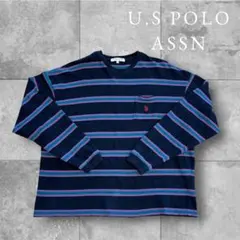 U.S. POLO ASSN. ボーダー ロンT 長袖 Tシャツ ネイビー Mのサムネイル
