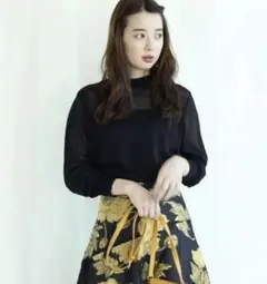 Mystrada ボトルネックシアーニット　ブラック
