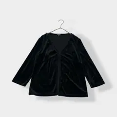 INDIVI インディヴィ ストレッチ ベロア カーディガン ブラック 38のサムネイル