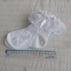 ホワイト レース リボン パール キッズ靴下　14～15cmくらい　美品★