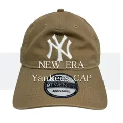 NEW ERA 9TWENTY NY ヤンキース キャップ ベージュ 刺繍ロゴ
