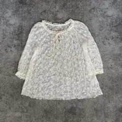 伊太利屋 シルク silk 総レース 長袖 ブラウス トップス 透け感 刺繍