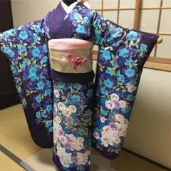 紫地青花 ガード加工済み お振り袖 L〜LL