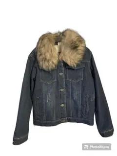 【未使用】デニムジャケット　取り外しファー付き　裏起毛　Mサイズ