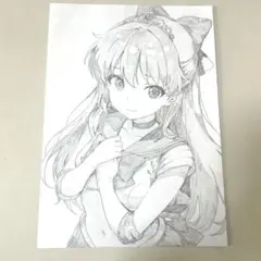 一点物 手描き オリジナル イラスト A4 ケント紙 鉛筆画 モノクロ 女性