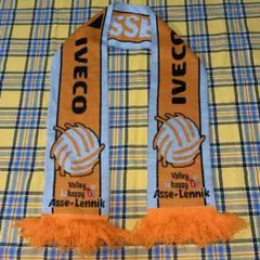 古着　タオルマフラー　バレーボール　ベルギー　オレンジ　グレー　USED