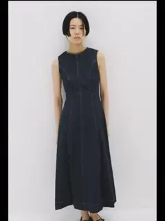 タグ付き ZARA デニムノースリーブミディ丈ワンピース S